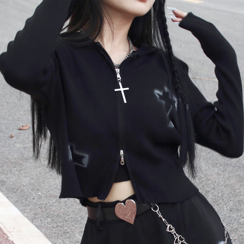 Autumn Punk Long Sleeve Slim Knit Top