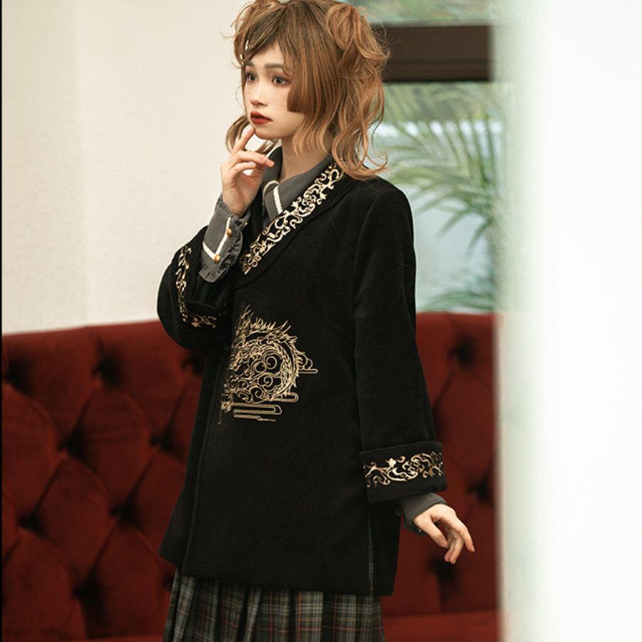 Chinese Style Spring Autumn Woolen Coat