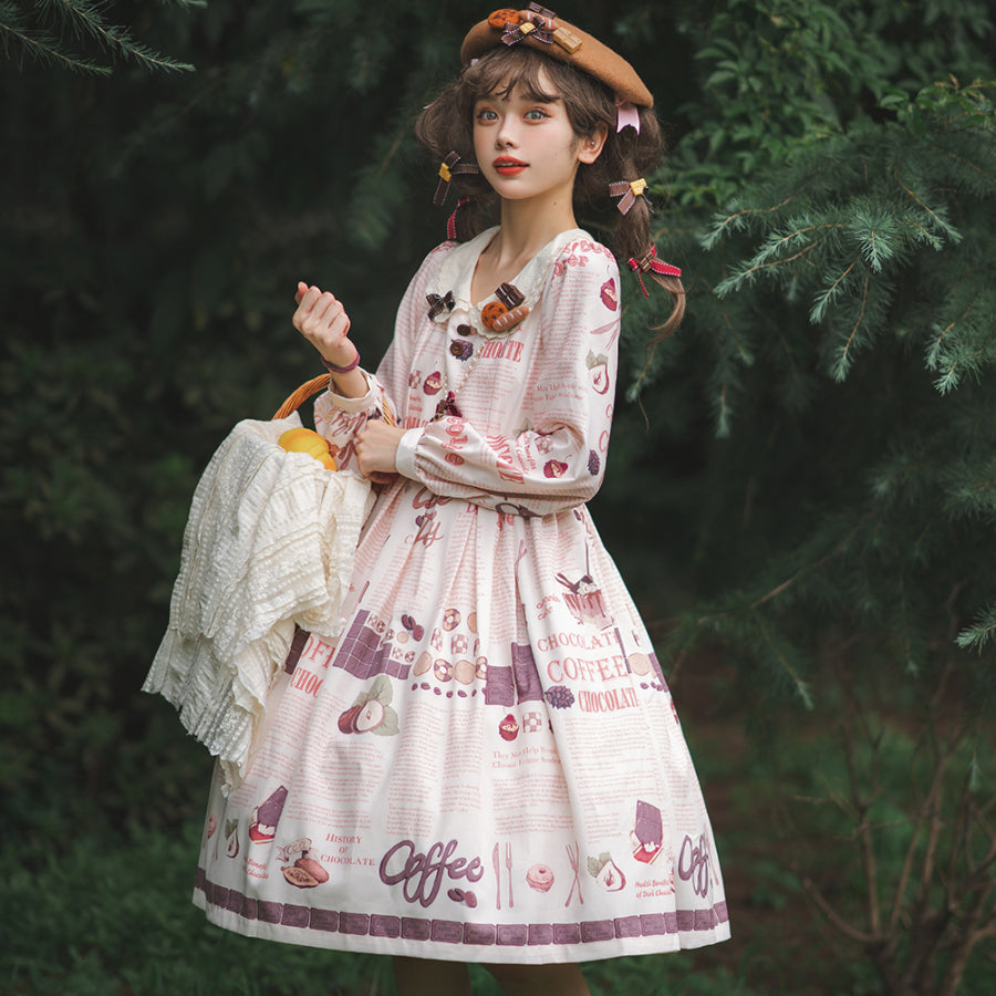 Daily Sweet Lolita Printed Long-sleeved Dress