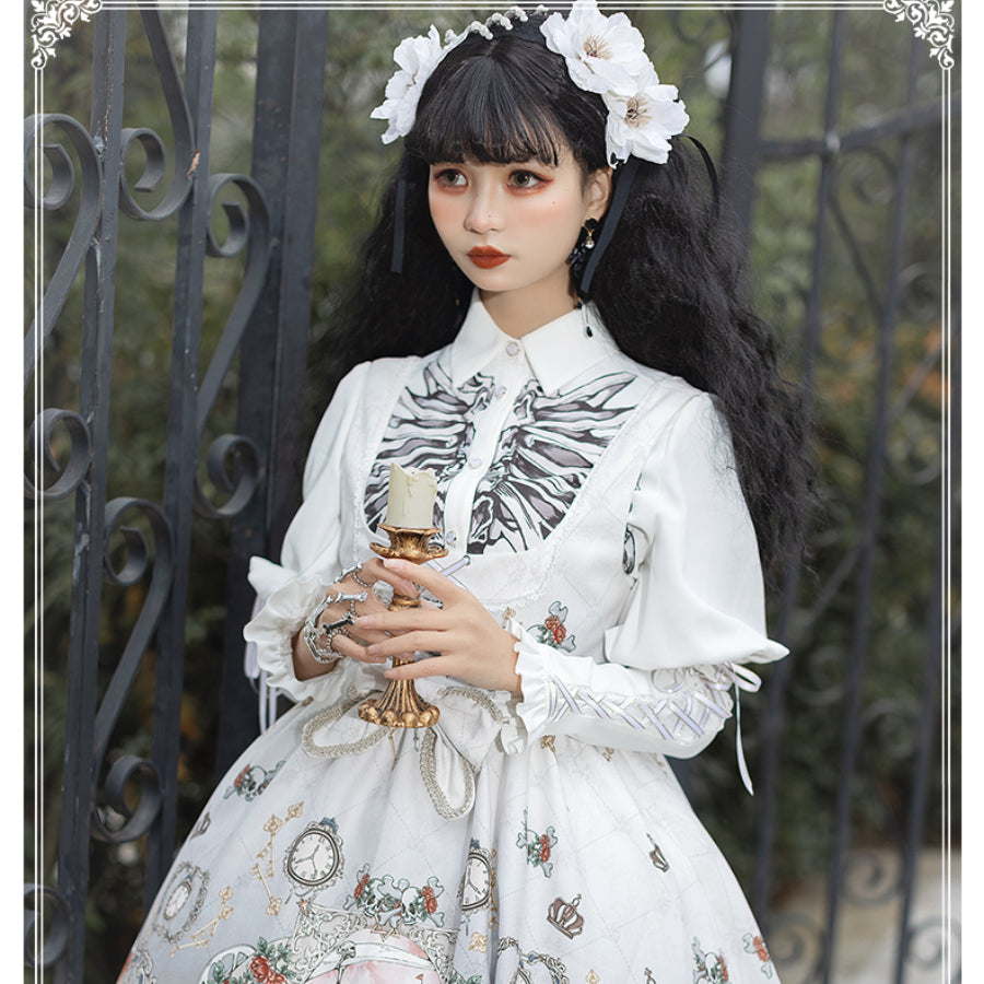 Vintage Gothic Lolita Jumper Skirt and Long-sleeved Shirt