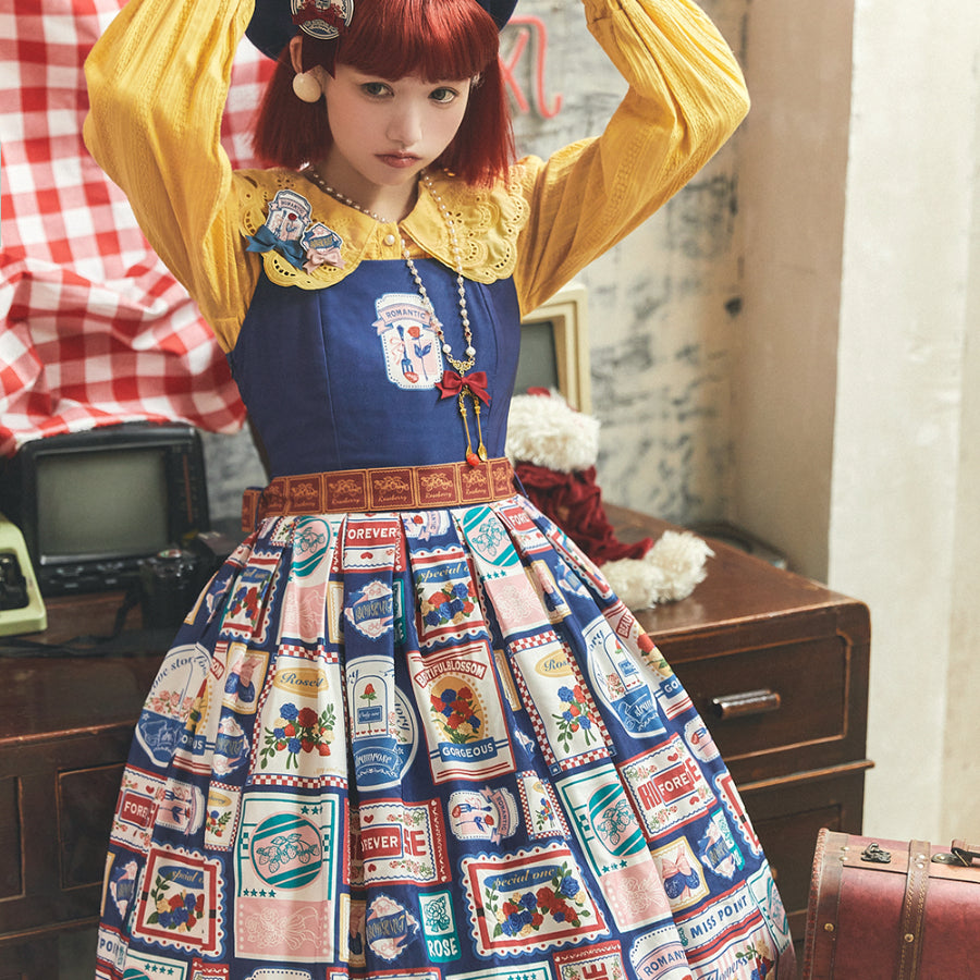 American Style Vintage Daily Lolita Jumper Skirt