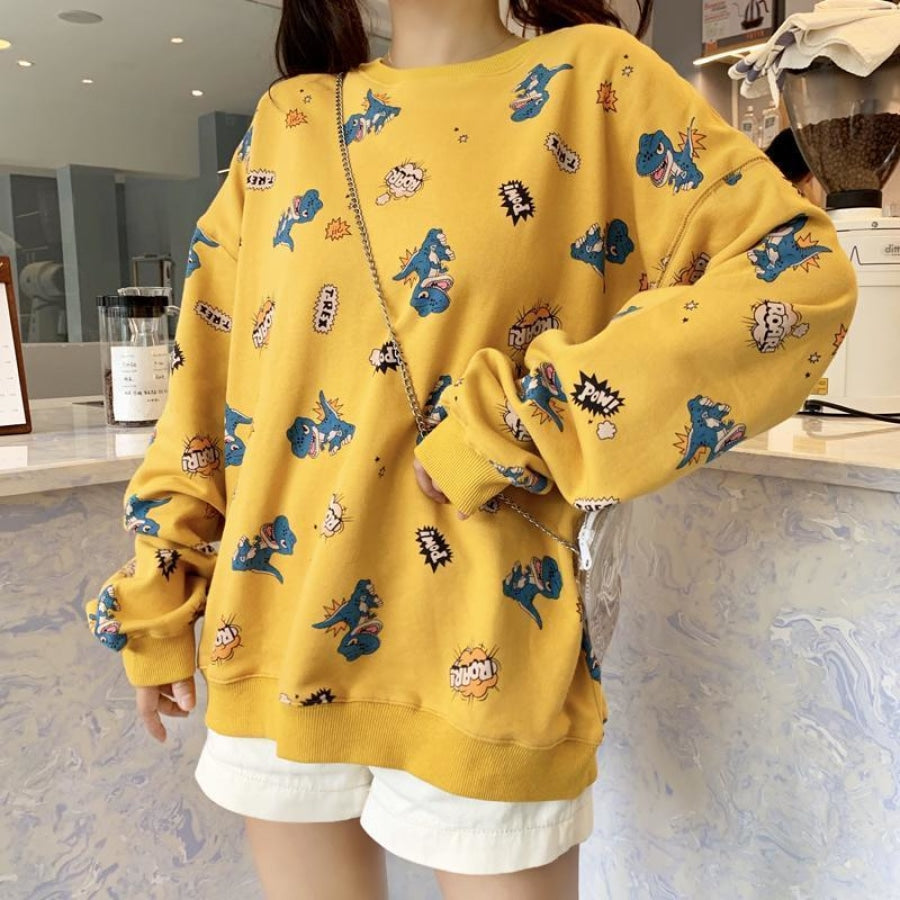 Casual Dinosaur Print Sweatshirt Mp006264