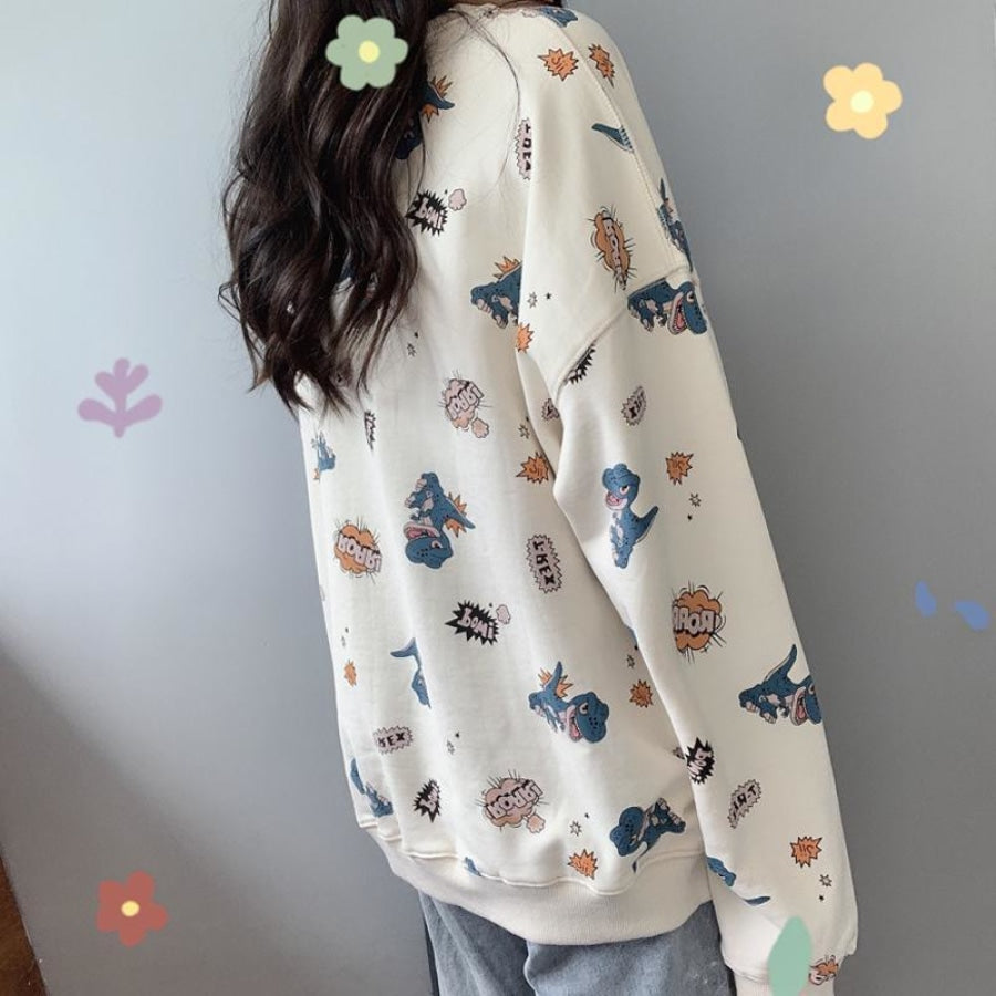 Casual Dinosaur Print Sweatshirt Mp006264