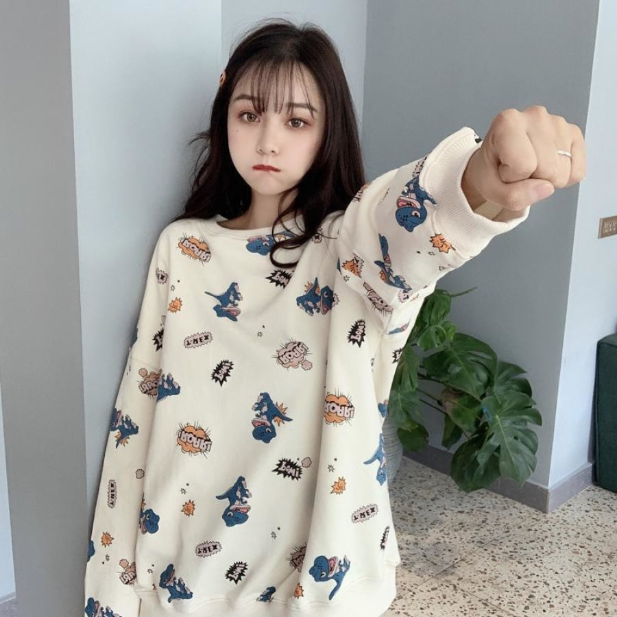 Casual Dinosaur Print Sweatshirt Mp006264