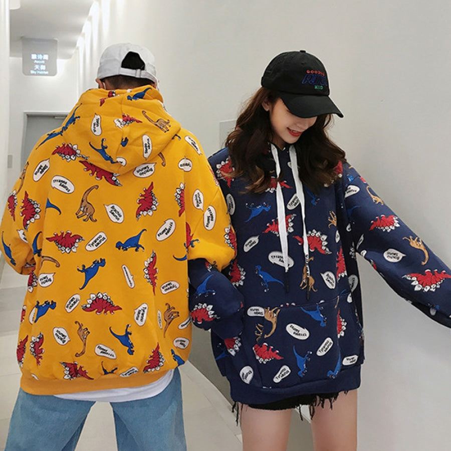 Casual Dinosaurs Print Oversized Hoodie J10017 Sweatshirt