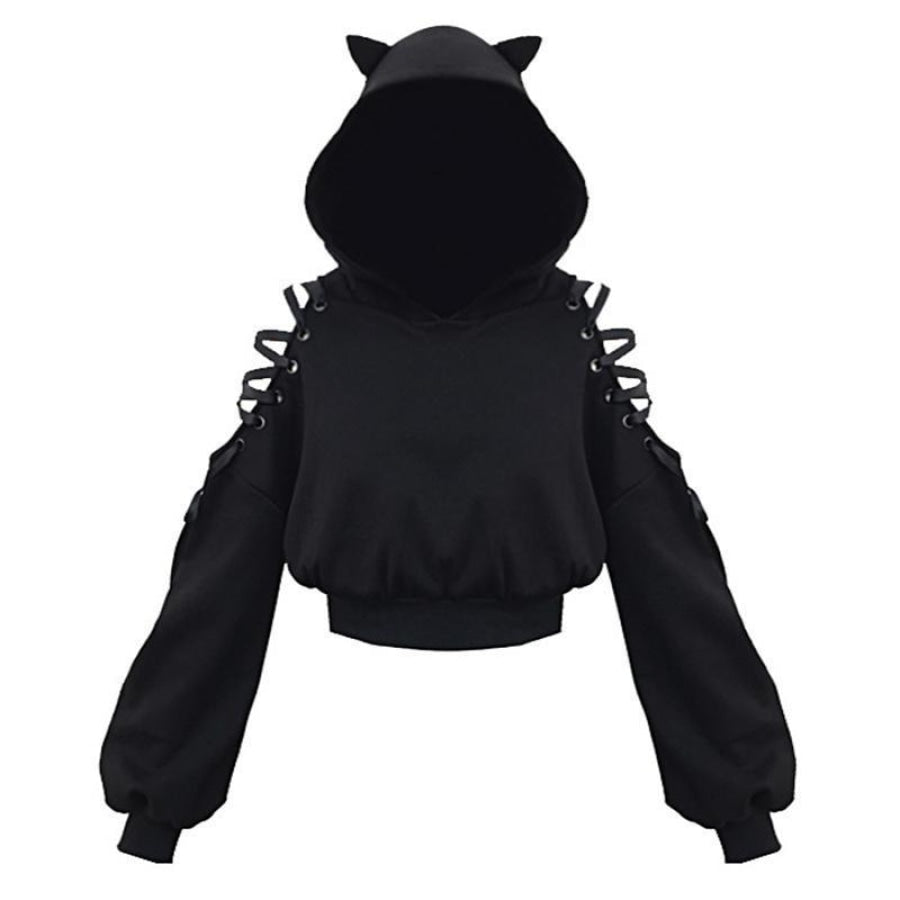 Cat Ears Lace Up Sweatshirt Mp006080 Sweatshirt