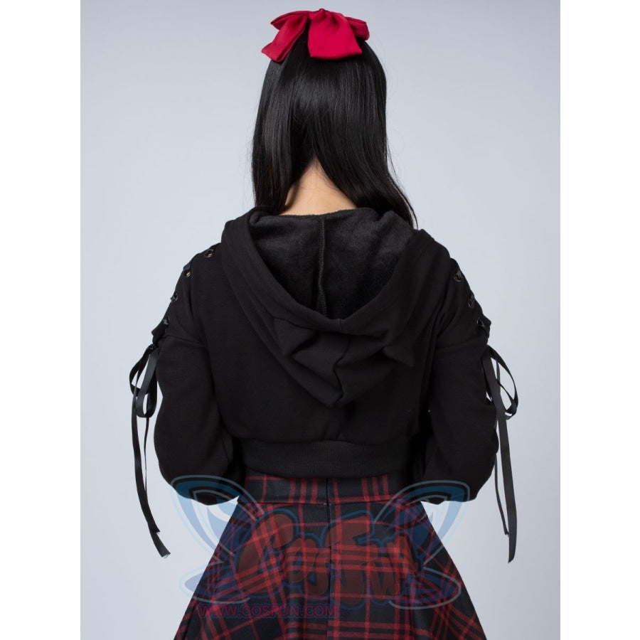 Cat ears lace up sweatshirt new arrivals