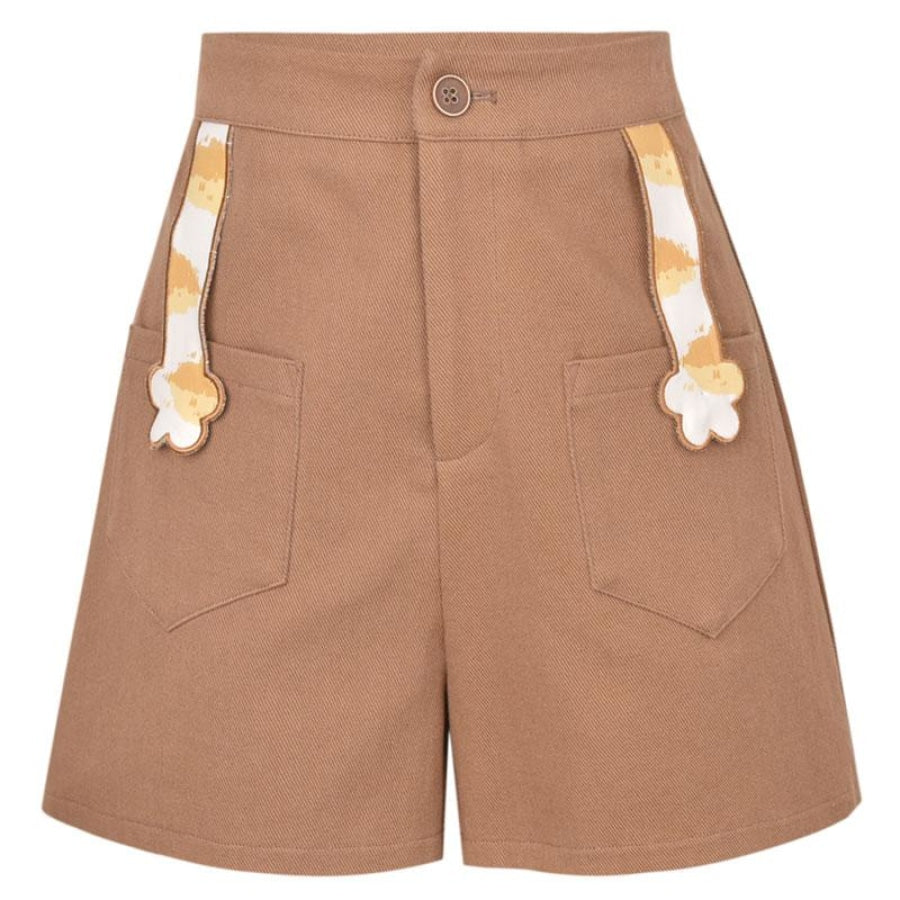 Cat Print Pocket Polo Top Claw Shorts Casual Set / S