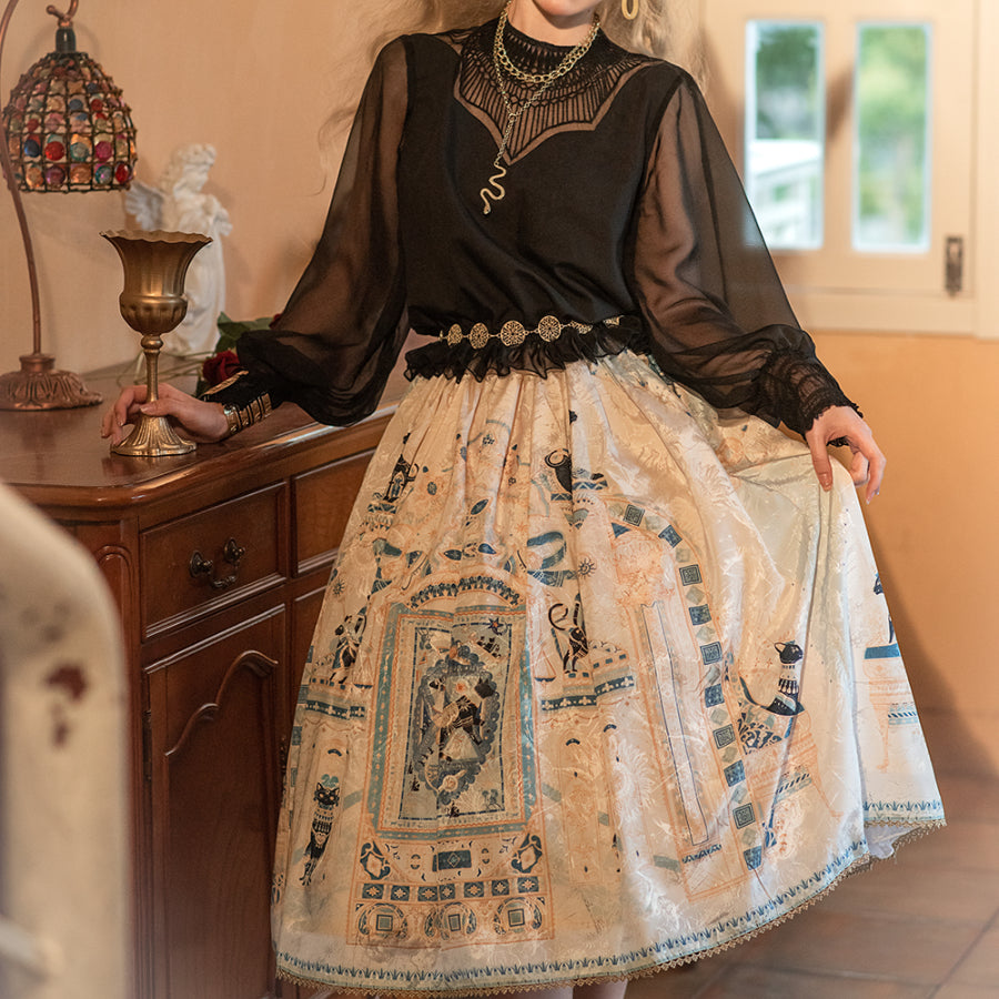 Egypt Style Simple Daily Lolita Printed Long Skirt