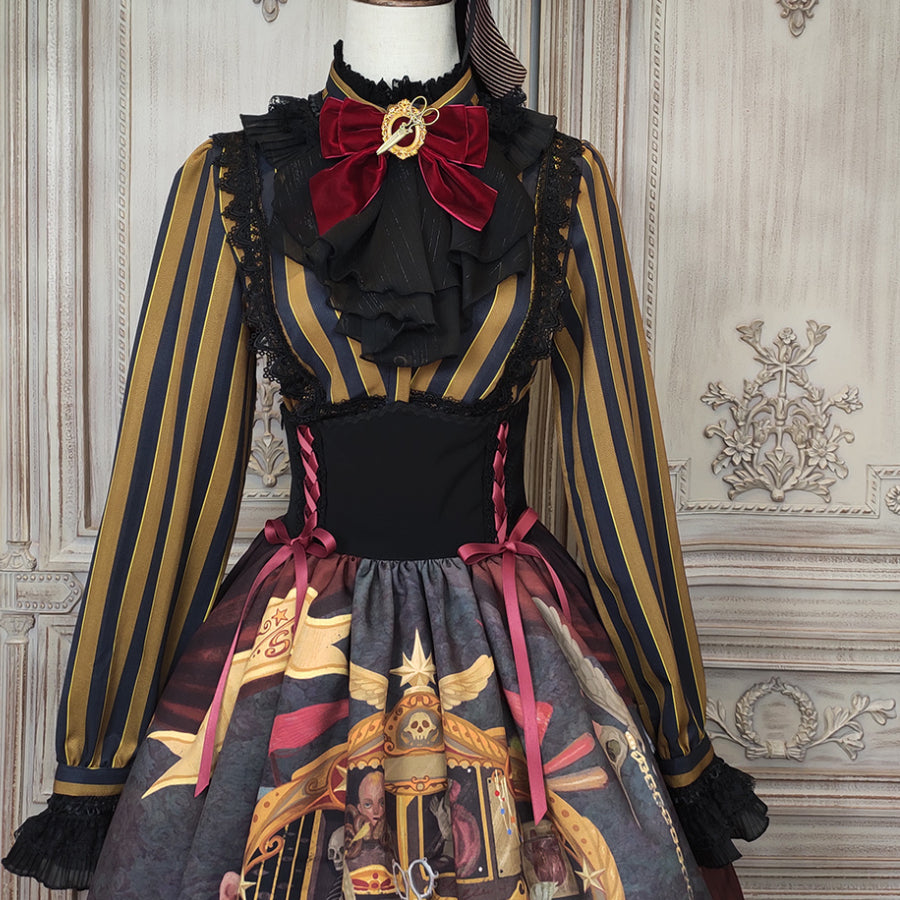 Vintage Gothic Lolita Stripe Long Sleeve Shirt