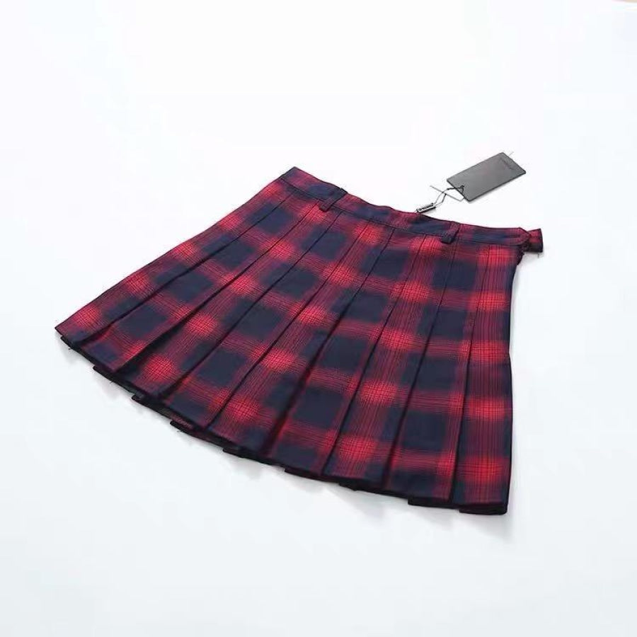 Classical Retro Punk Style Tartan Plaid A-Line Skirt Mp006273 Red / Xs