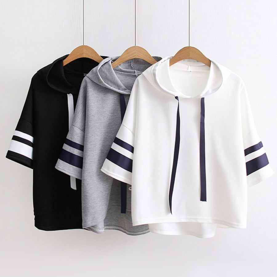 College Style Short Sleeve Sweat Shirt Hooded Sport T-Shirt Mp006253 T-Shirt