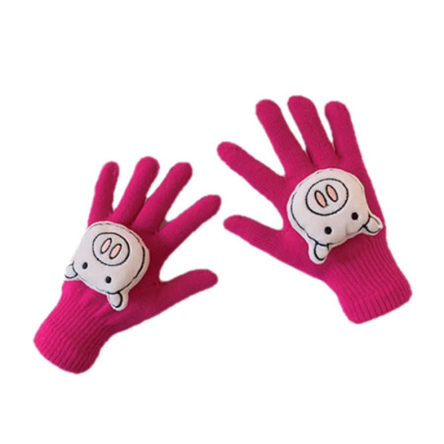 Couple Cute Little Monster Cartoon Students Warm Winter Handmade Gloves