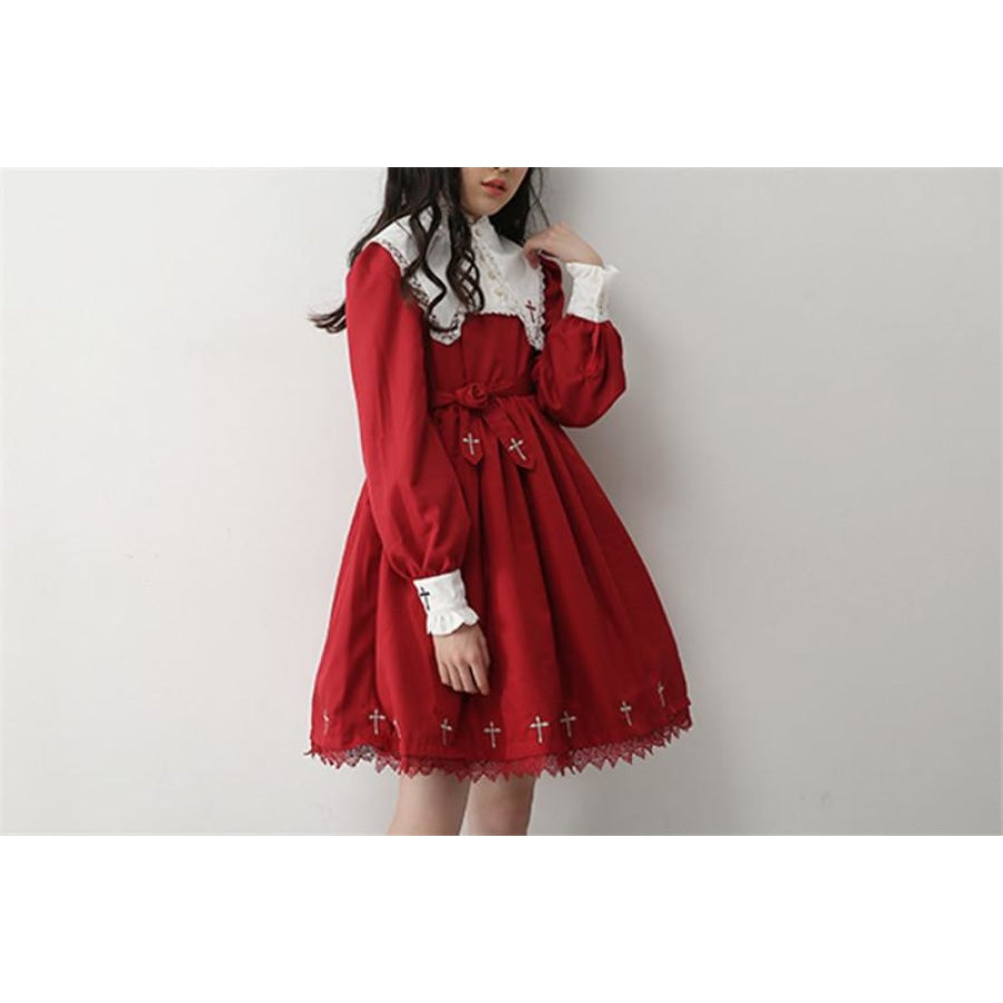 Cross Pattern Embroidery Gothic Lolita Dress Mp006165