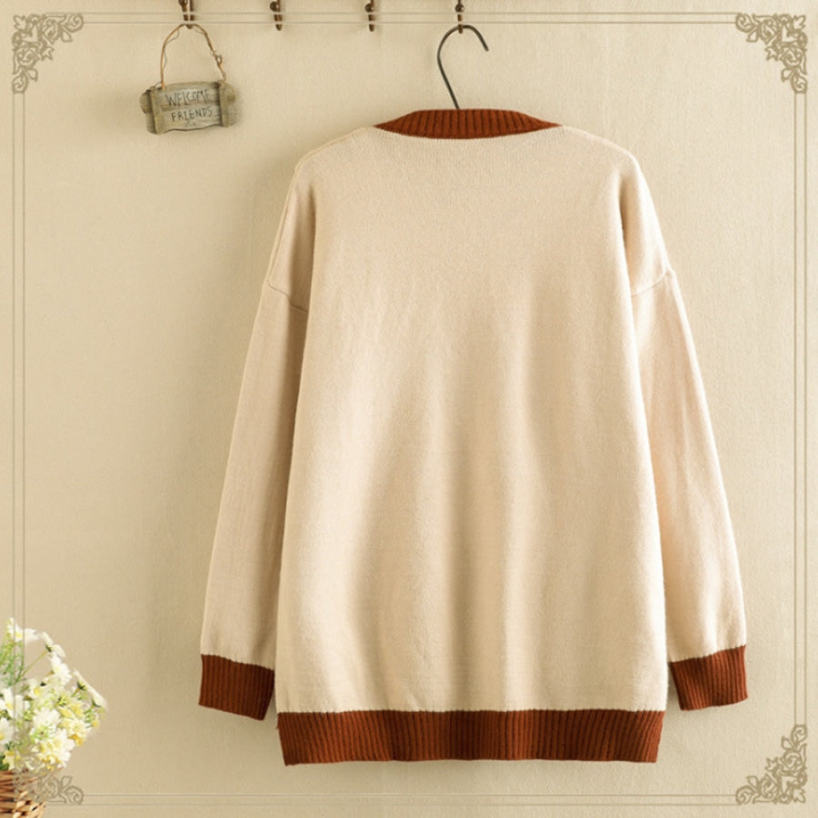 Cute Bear Round Neck Cross Tie Sweater J40015 Sweatshirt