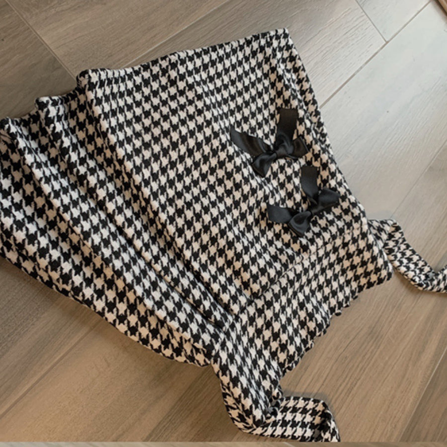 Daily Elegant Winter Lolita Woolen Houndstooth Skirt Sets