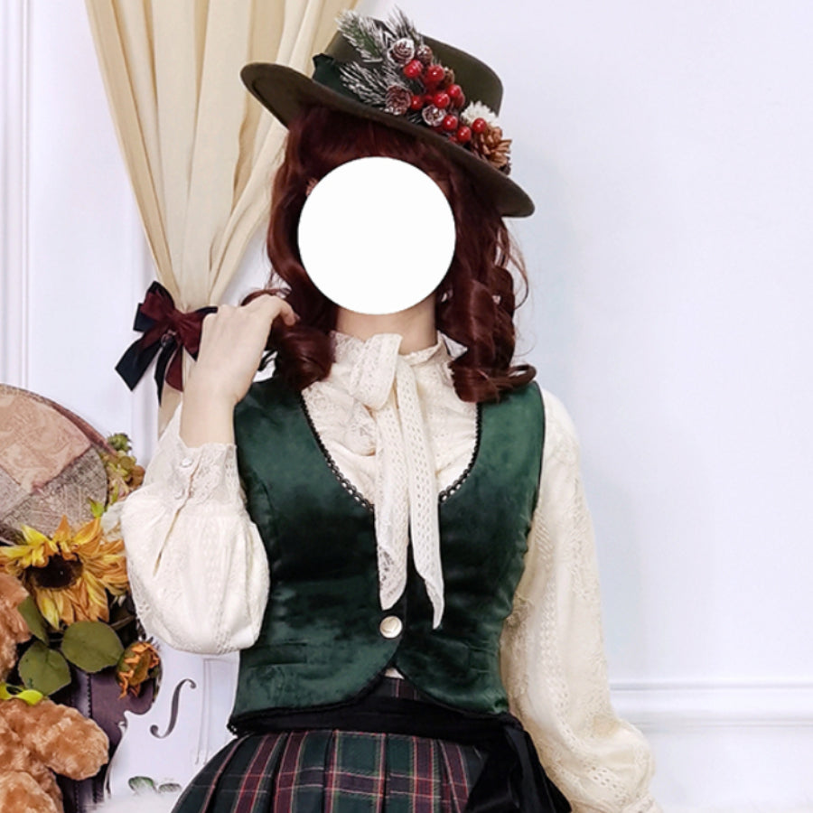 College Style Elegant Winter Velvet Lolita Vest