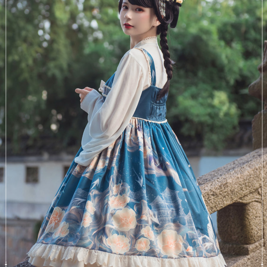 Chinese Style High Waist Lolita Jumper Skirt