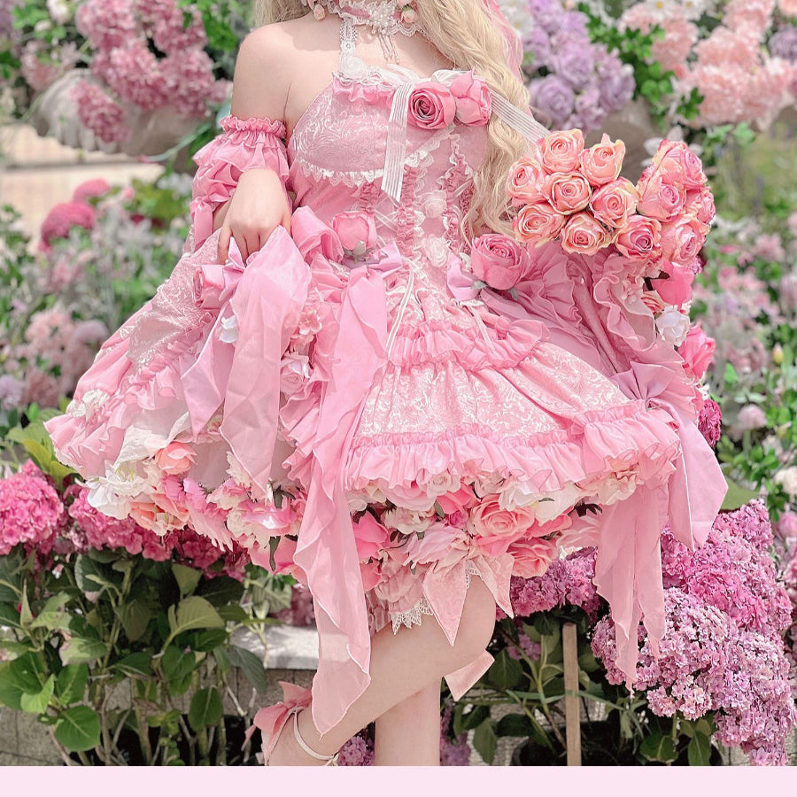 Original Sweet Fairy Rose Lolita Princess Dress Sets S22634