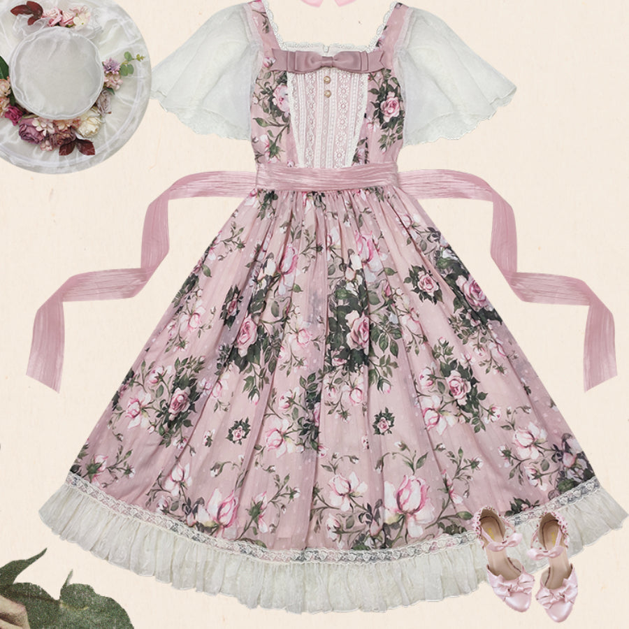 Rose of French Elegant Summer Lolita Short-sleeved Dress