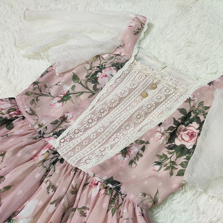 Rose of French Elegant Summer Lolita Short-sleeved Dress