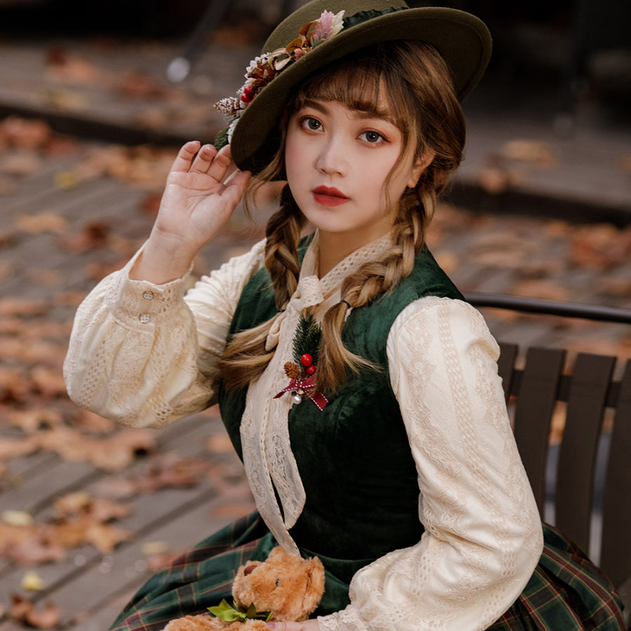 College Style Elegant Winter Velvet Lolita Vest