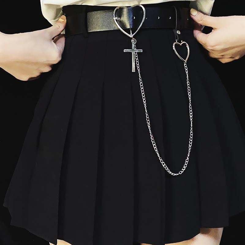 Original Japanese School Style Waist Bend Pleated Skirt JK Spring Summer Pure Heart High Waist Skirt