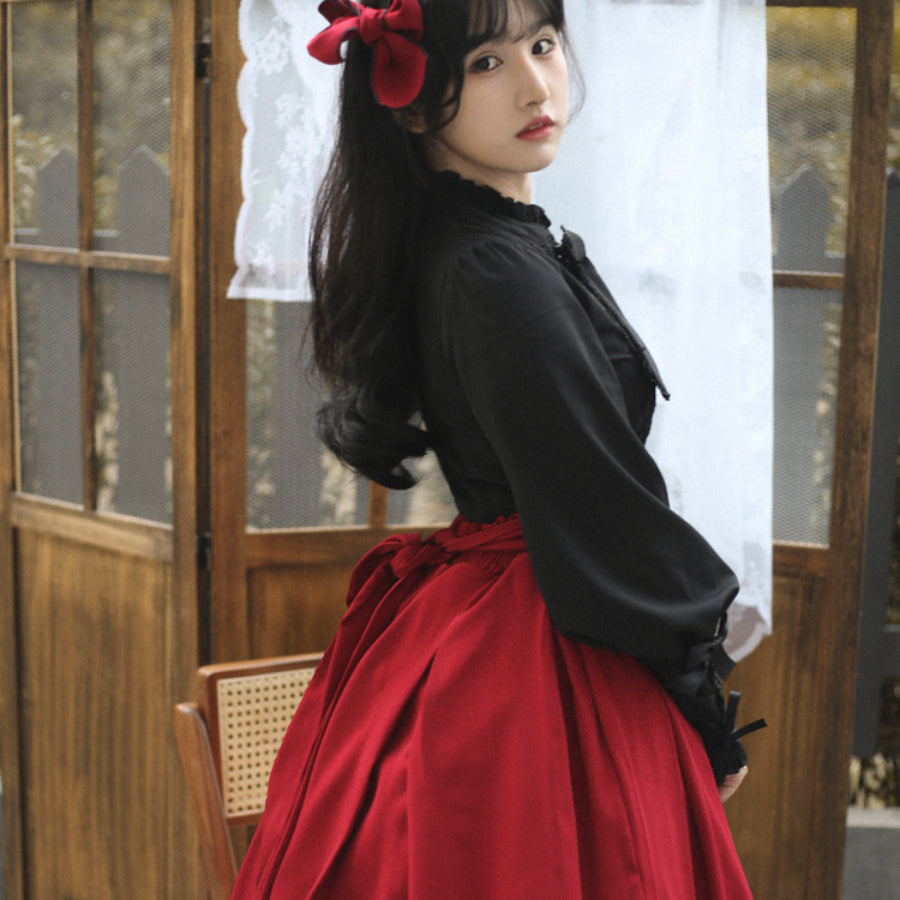 Daily Elegant Winter Lolita Woolen Houndstooth Skirt Sets