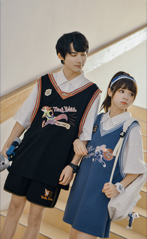 Zootopia Fake Two-piece Jersey Couple T-shirt