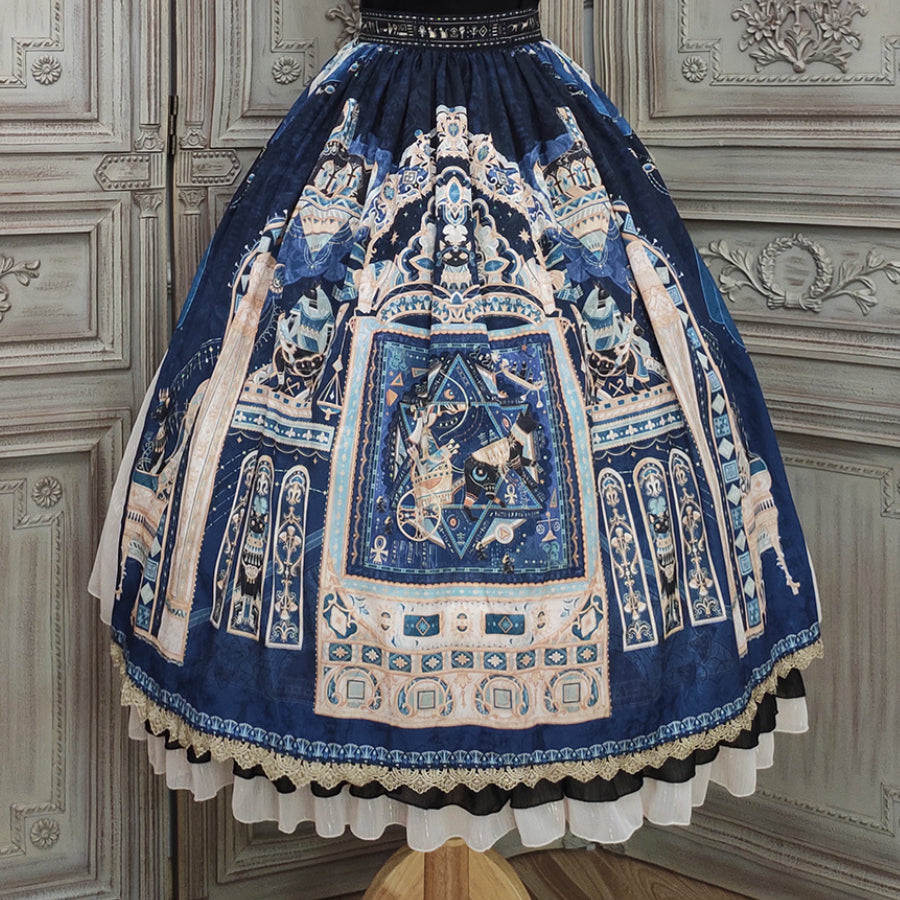 Egypt Style Gorgeous Side Opening Lolita Printed Skirt