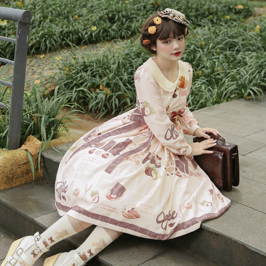 Daily Sweet Lolita Printed Long-sleeved Dress