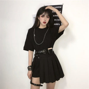 Darkness Street BF Style Letter A Loose T-shirt Punk Pleated Skirt J40 ...