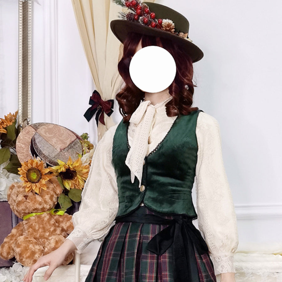 College Style Elegant Winter Velvet Lolita Vest