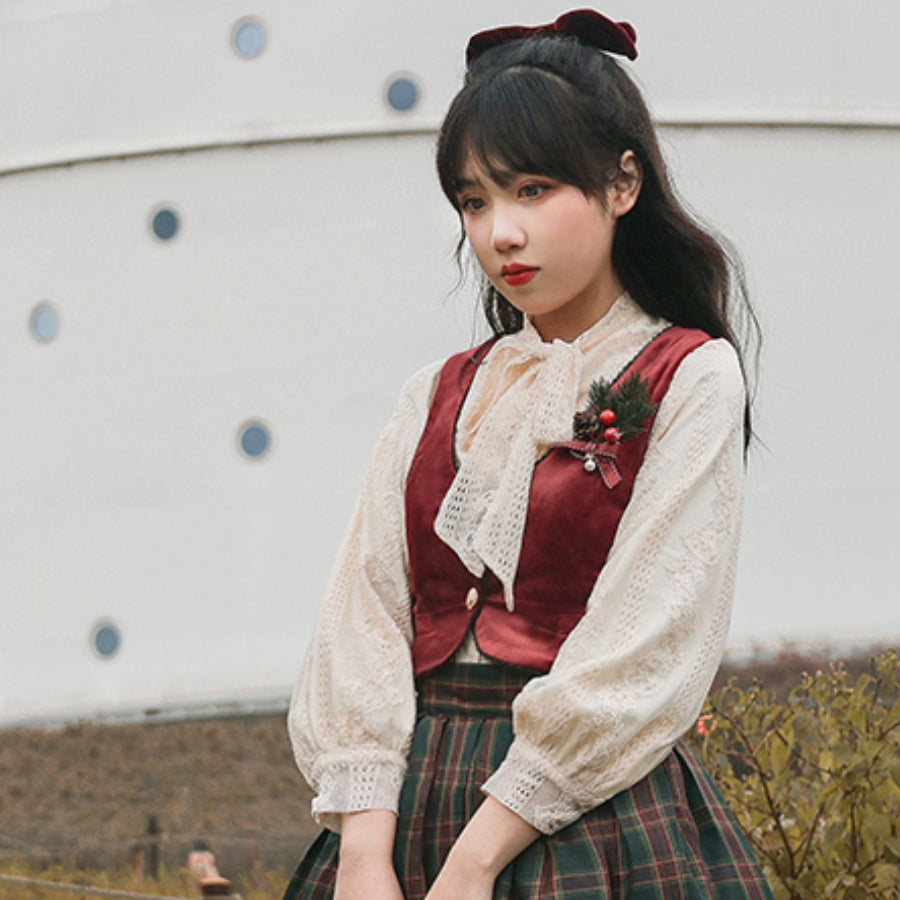 College Style Elegant Winter Velvet Lolita Vest