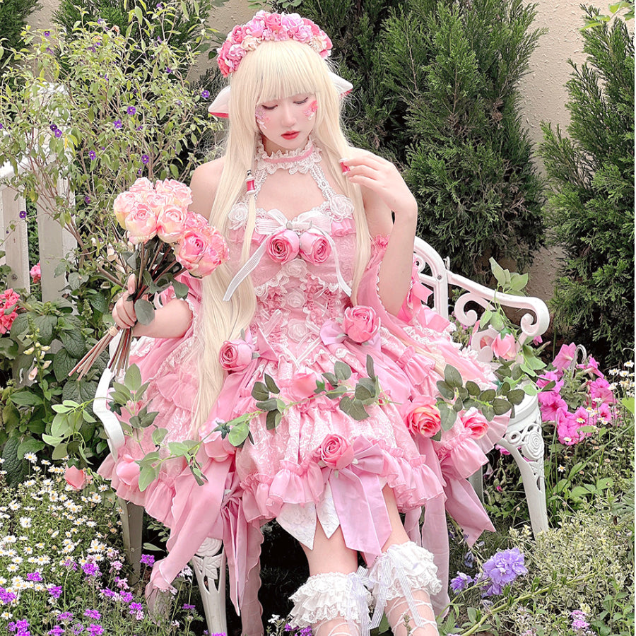 Original Sweet Fairy Rose Lolita Princess Dress Sets S22634