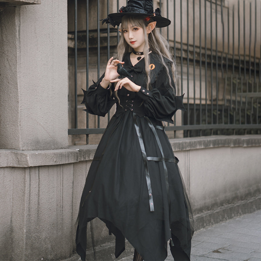 Vintage Halloween Lolita Irregular Long-sleeved Dress