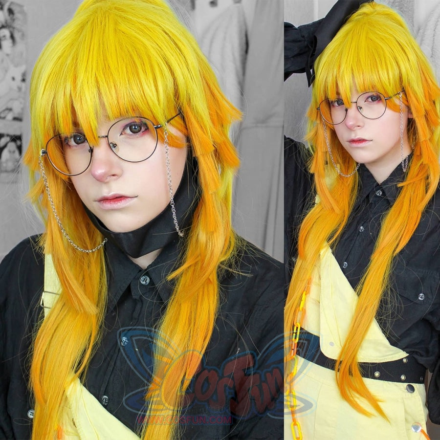 Cosfun Demon Slayer Kimetsu No Yaiba Agatsuma Zenitsu Cosplay Wig Blone 7753