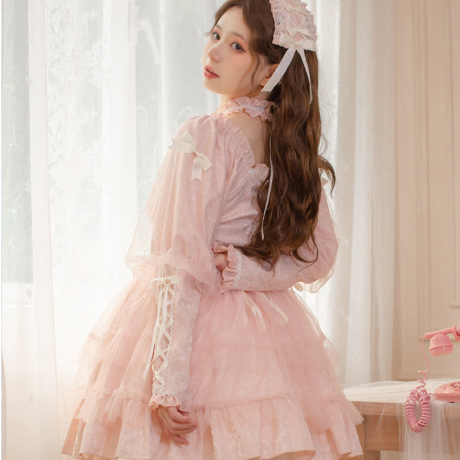 Sweet and Cool Gothic Lolita Slip Dress and Long-sleeved Dress S22810