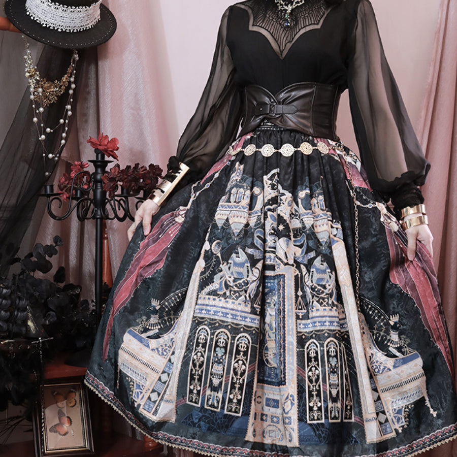 Egypt Style Simple Daily Lolita Printed Long Skirt