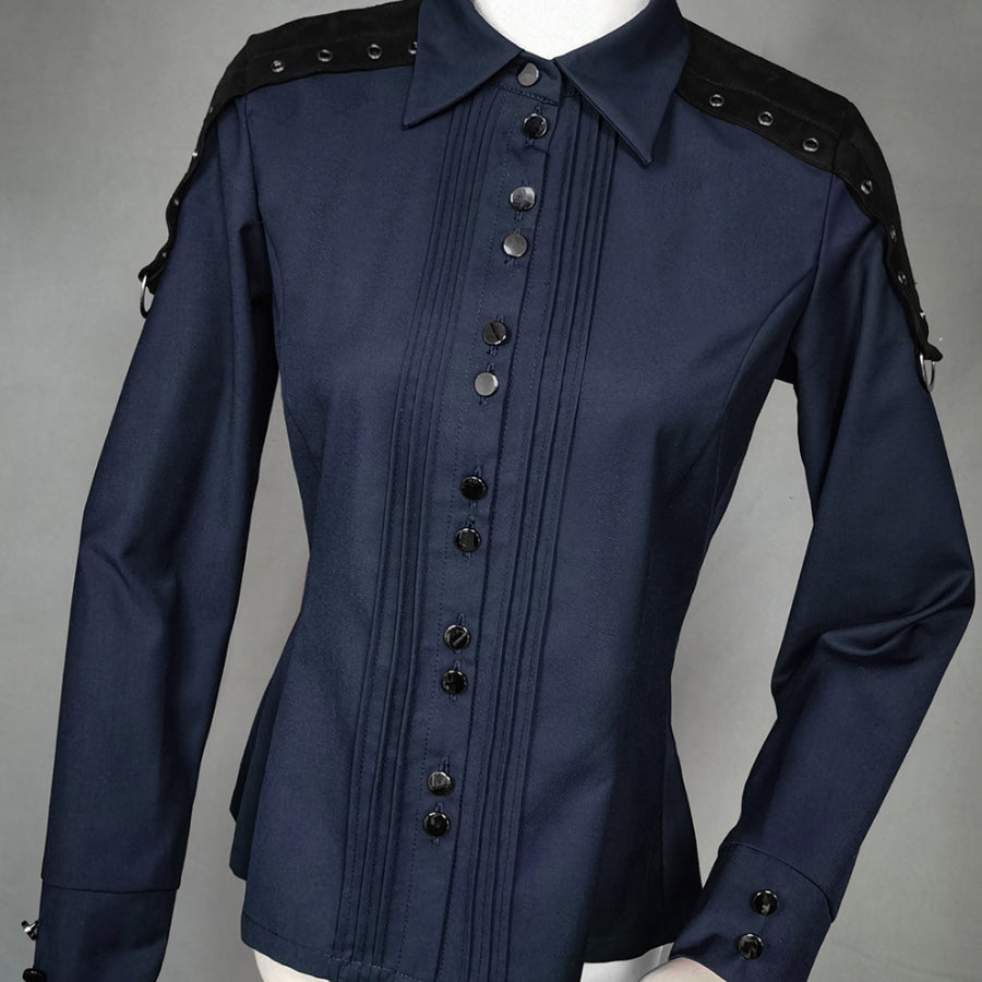 Gothic Military Uniform Color Blocking Long-sleeved Shirt