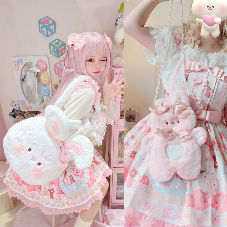 Lovely Lolita Woolen Rabbit Cake Crossbody Bag