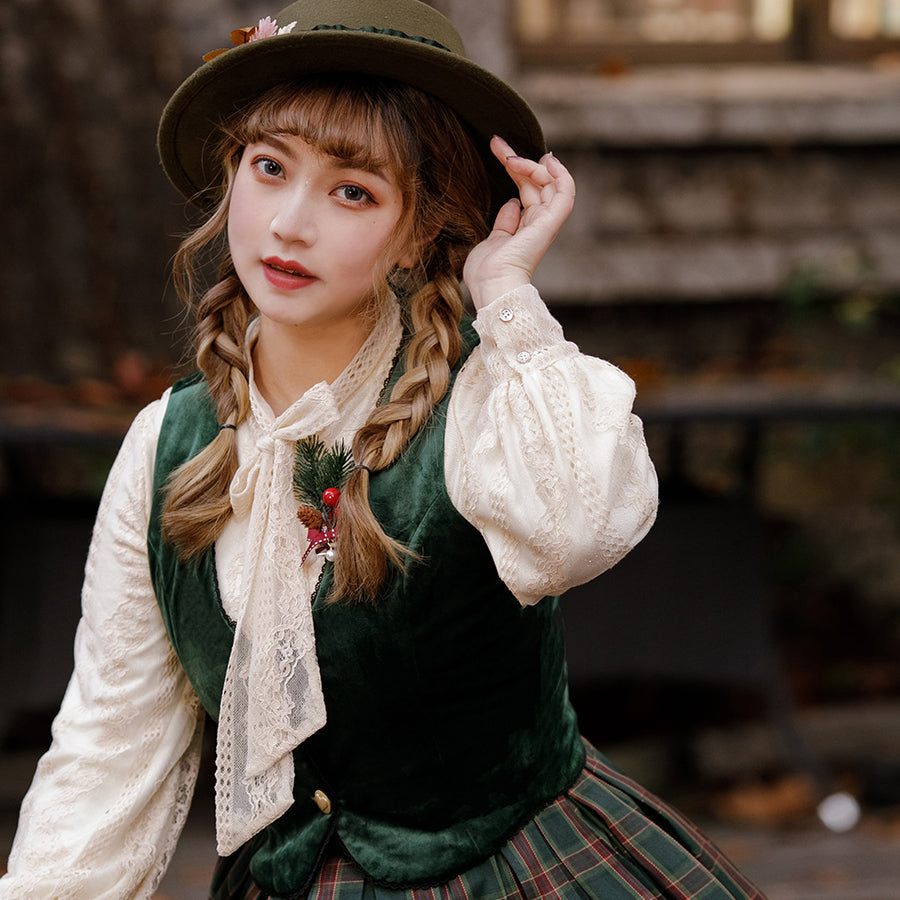 College Style Elegant Winter Velvet Lolita Vest