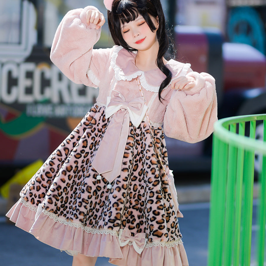 Winter Lovely Woolen Lolita Cat Dress Sets