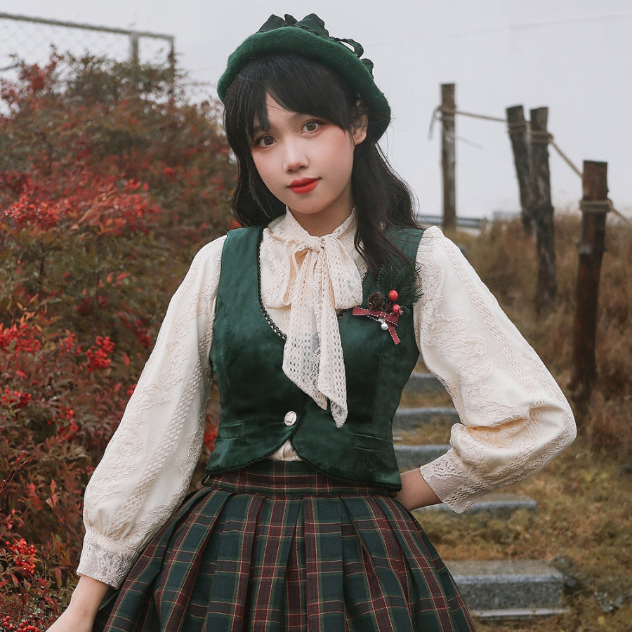 College Style Elegant Winter Velvet Lolita Vest