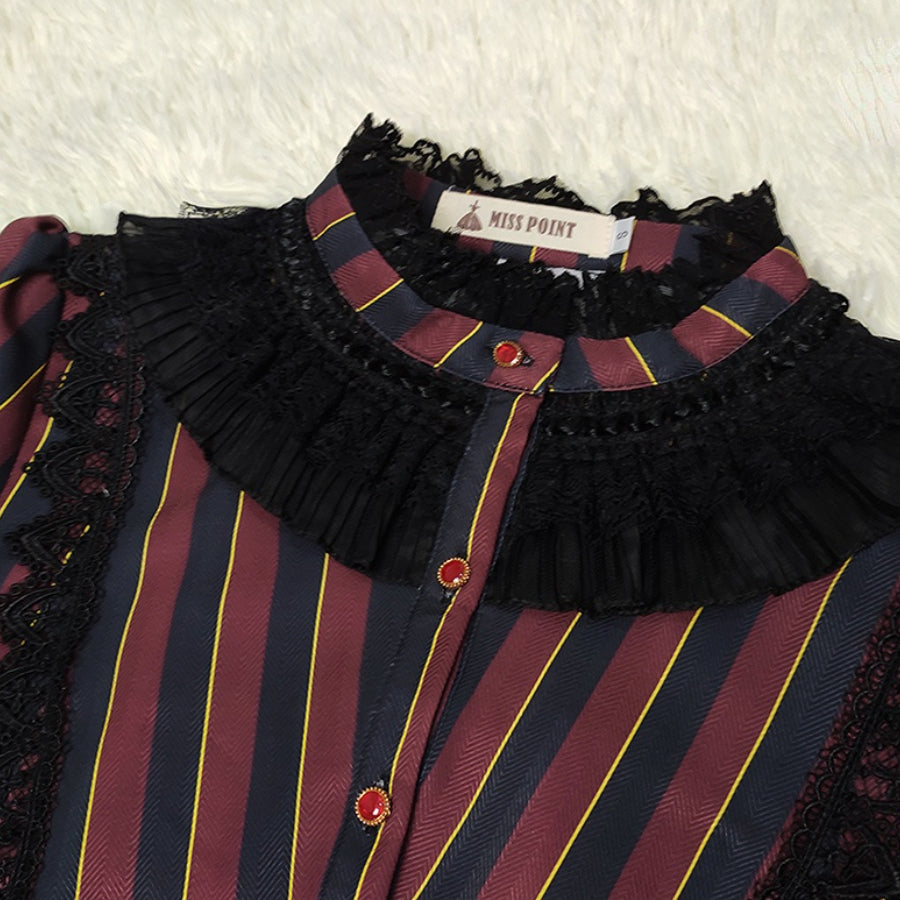 Vintage Gothic Lolita Stripe Long Sleeve Shirt