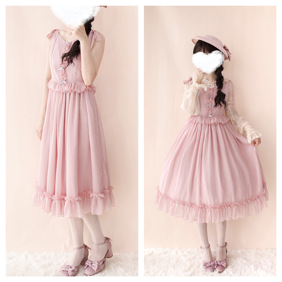 Vintage and Elegant French Chiffon Lolita Jumper Skirt