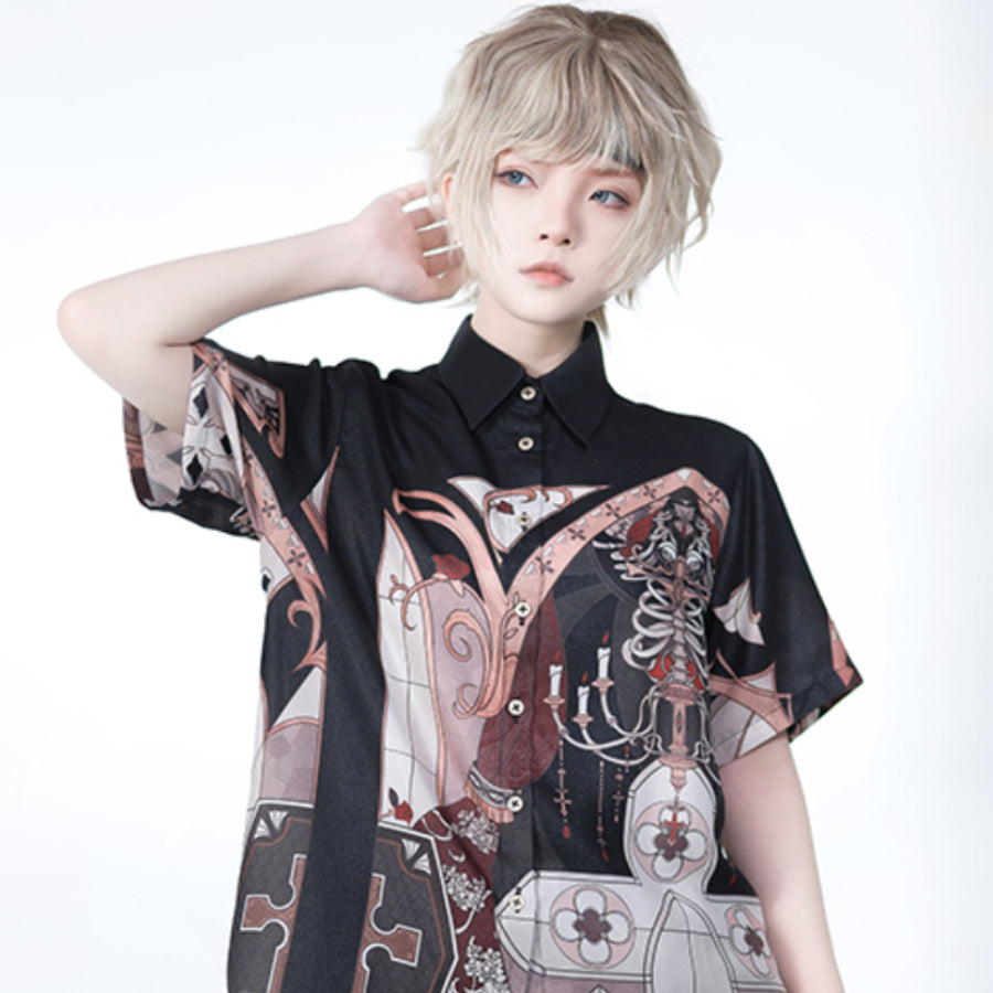 Summer Prince Lolita Printed Loose Short-sleeved Shirt