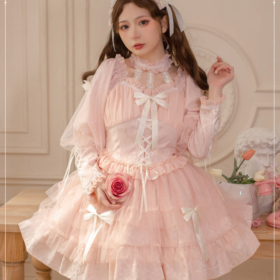 Sweet and Cool Gothic Lolita Slip Dress and Long-sleeved Dress S22810