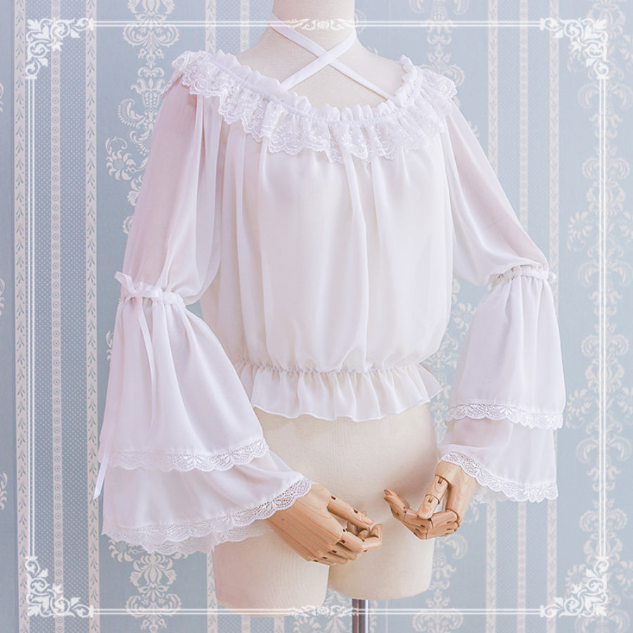 Chiffon Off Shoulder Lolita Long Sleeve Primer Shirt