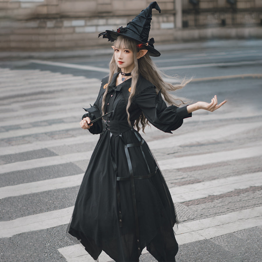 Vintage Halloween Lolita Irregular Long-sleeved Dress